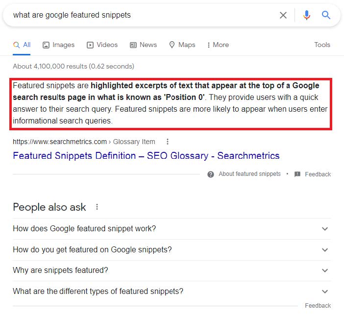 Google Featured Snippet Example Google Featured Snippet Example